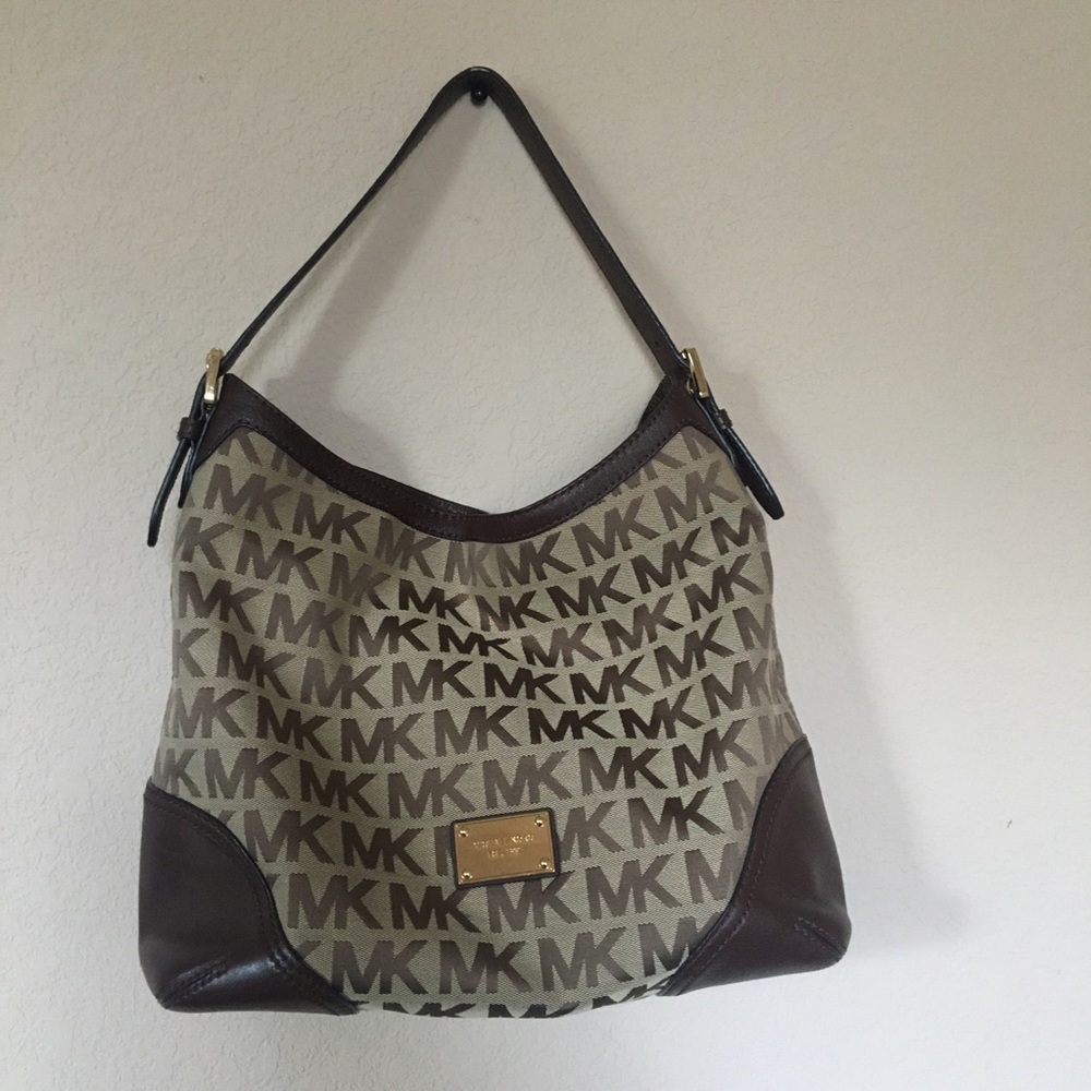 Michael Kors canvas/leather monogram hobo bag